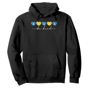 Down Syndrome Awareness Hoodie Blue Yellow Ribbon Be Kind TS10 Black Print Your Wear