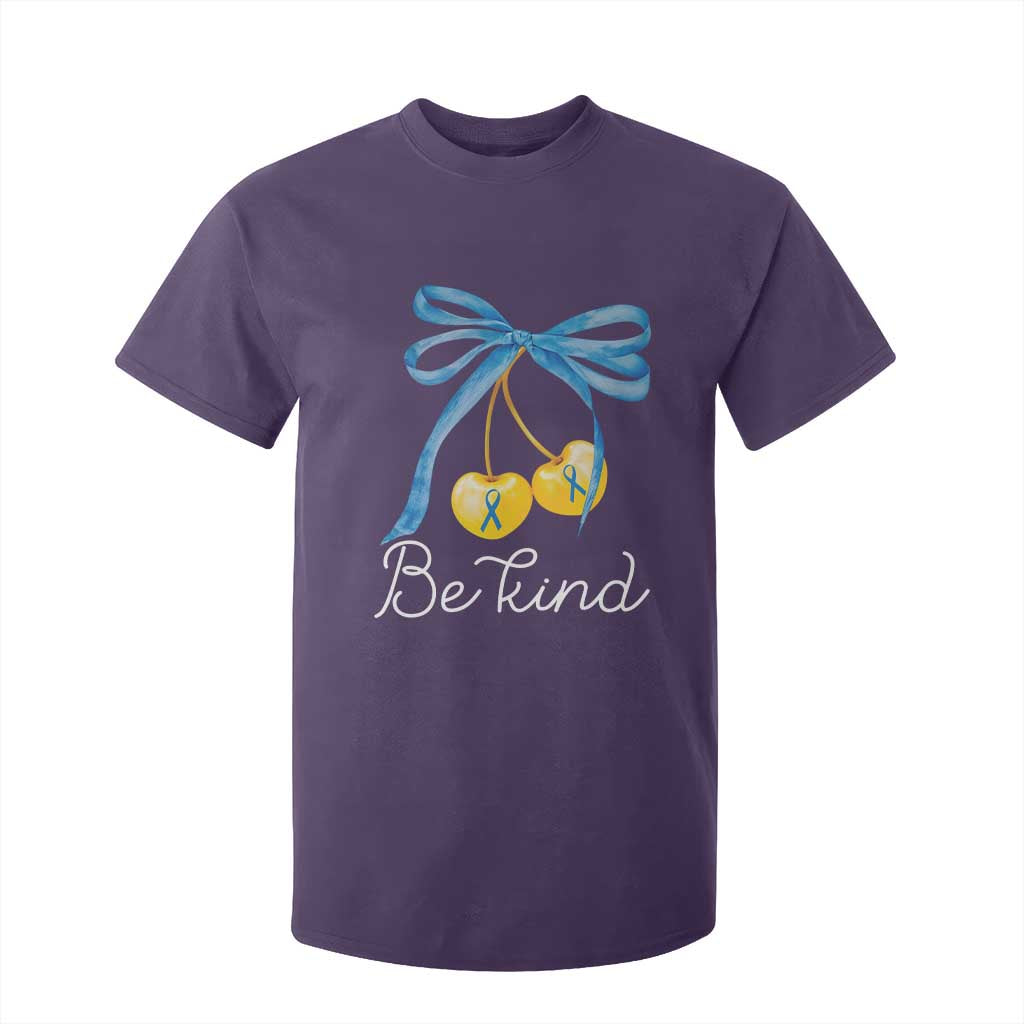 World Down Syndrome Day T Shirt For Kid Blue Yellow Cherry Bow Coquette Be Kind TS10 Purple Print Your Wear