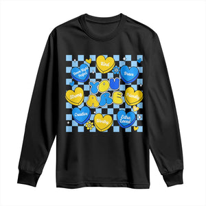 World Down Syndrome Day Long Sleeve Shirt Blue Yellow Ribbon Retro Heart Love TS10 Black Print Your Wear