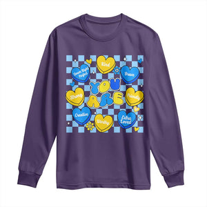 World Down Syndrome Day Long Sleeve Shirt Blue Yellow Ribbon Retro Heart Love TS10 Purple Print Your Wear