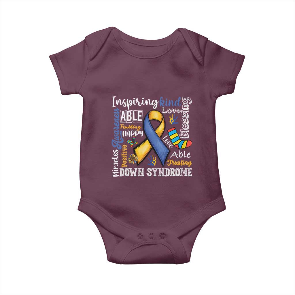 Down Syndrome Awareness Baby Onesie Rock Your Socks Different Not Less TS10 Maroon Print Your Wear