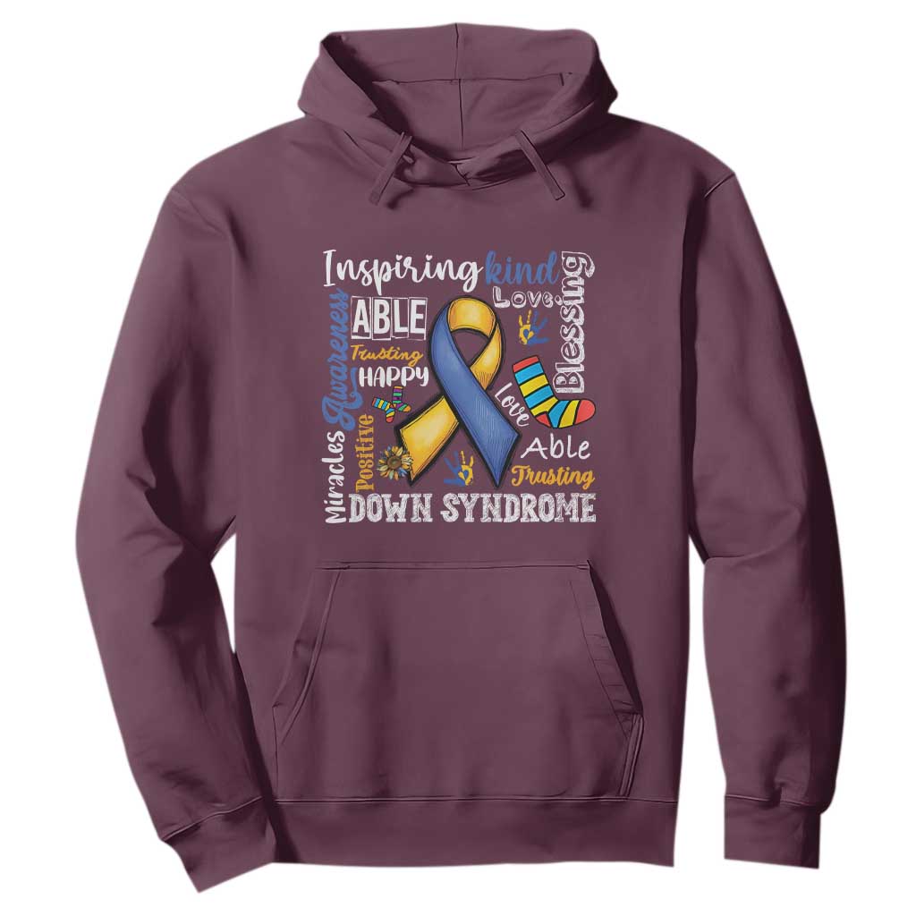 Down Syndrome Awareness Hoodie Rock Your Socks Different Not Less TS10 Maroon Print Your Wear
