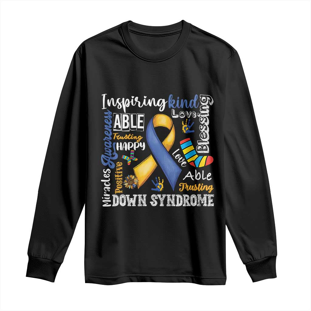 Down Syndrome Awareness Long Sleeve Shirt Rock Your Socks Different Not Less TS10 Black Print Your Wear