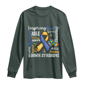 Down Syndrome Awareness Long Sleeve Shirt Rock Your Socks Different Not Less TS10 Dark Forest Green Print Your Wear