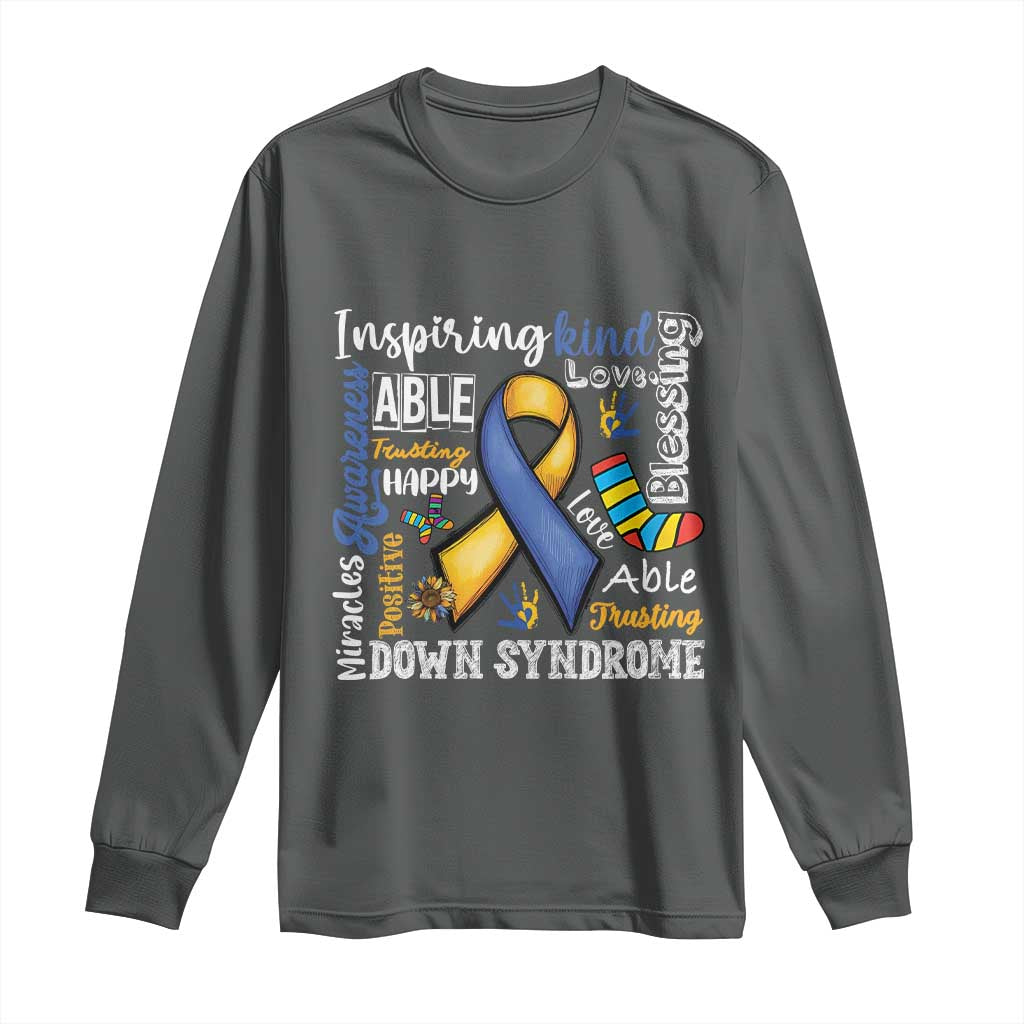 Down Syndrome Awareness Long Sleeve Shirt Rock Your Socks Different Not Less TS10 Dark Heather Print Your Wear