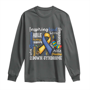 Down Syndrome Awareness Long Sleeve Shirt Rock Your Socks Different Not Less TS10 Dark Heather Print Your Wear