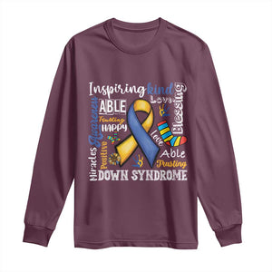 Down Syndrome Awareness Long Sleeve Shirt Rock Your Socks Different Not Less TS10 Maroon Print Your Wear