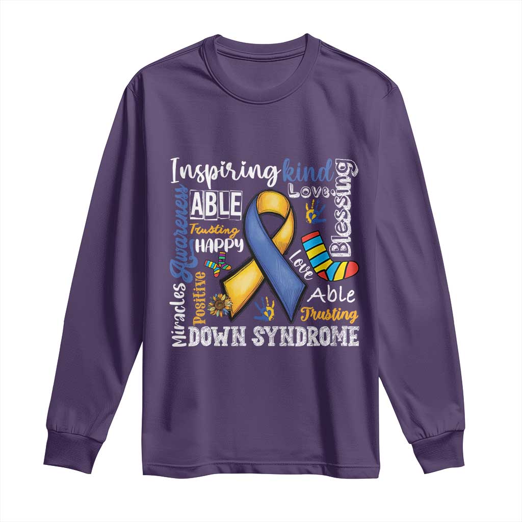 Down Syndrome Awareness Long Sleeve Shirt Rock Your Socks Different Not Less TS10 Purple Print Your Wear