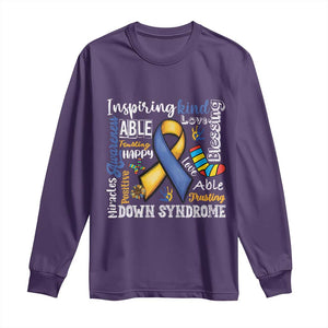 Down Syndrome Awareness Long Sleeve Shirt Rock Your Socks Different Not Less TS10 Purple Print Your Wear