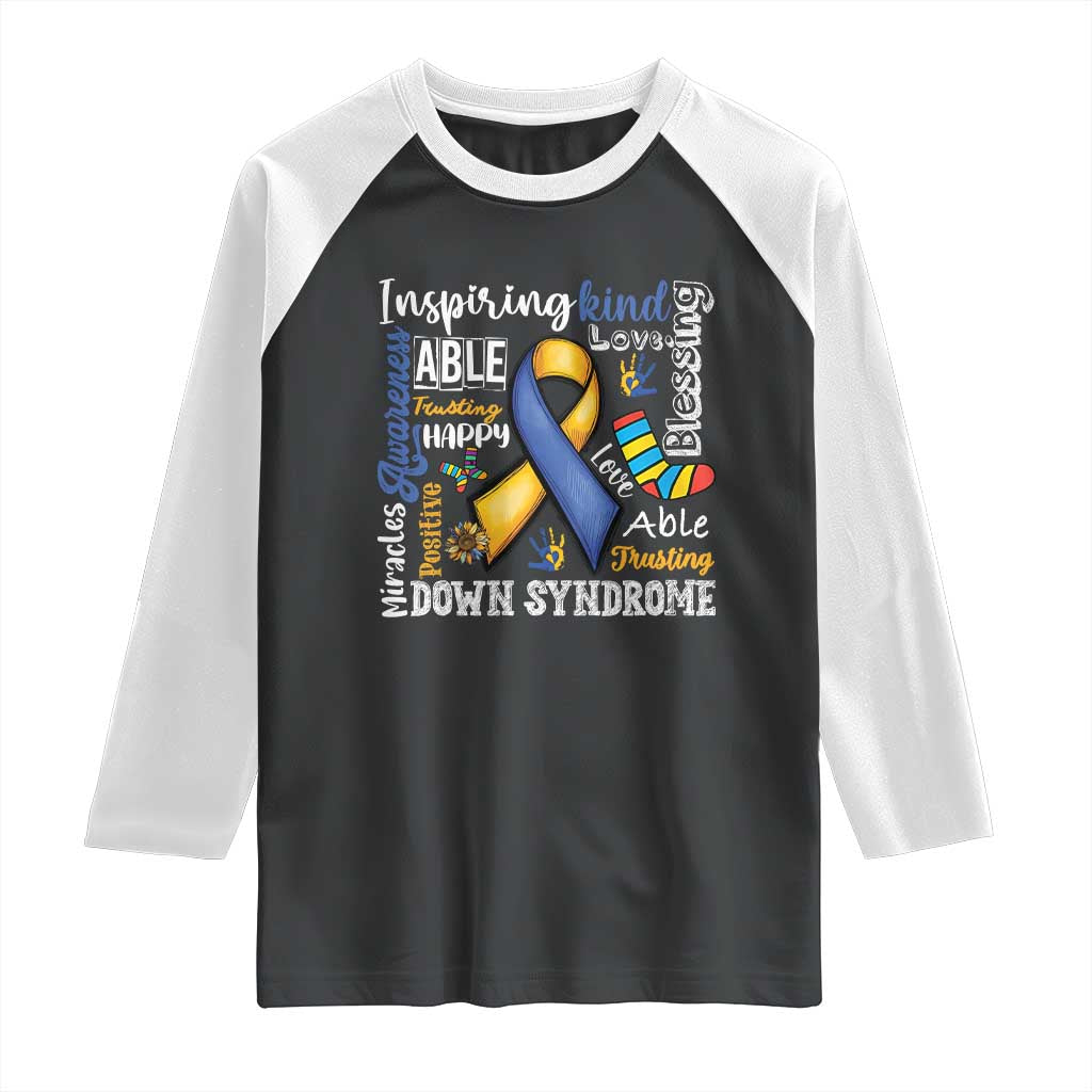 Down Syndrome Awareness Raglan Shirt Rock Your Socks Different Not Less TS10 Black White Print Your Wear