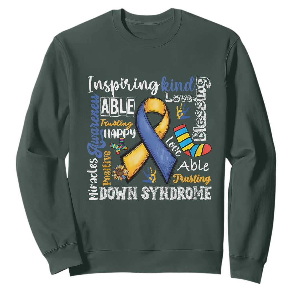 Down Syndrome Awareness Sweatshirt Rock Your Socks Different Not Less TS10 Dark Forest Green Print Your Wear