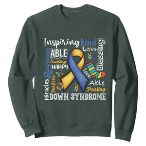 Down Syndrome Awareness Sweatshirt Rock Your Socks Different Not Less TS10 Dark Forest Green Print Your Wear