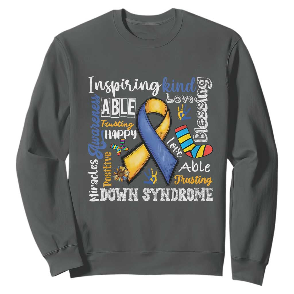 Down Syndrome Awareness Sweatshirt Rock Your Socks Different Not Less TS10 Dark Heather Print Your Wear