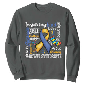 Down Syndrome Awareness Sweatshirt Rock Your Socks Different Not Less TS10 Dark Heather Print Your Wear