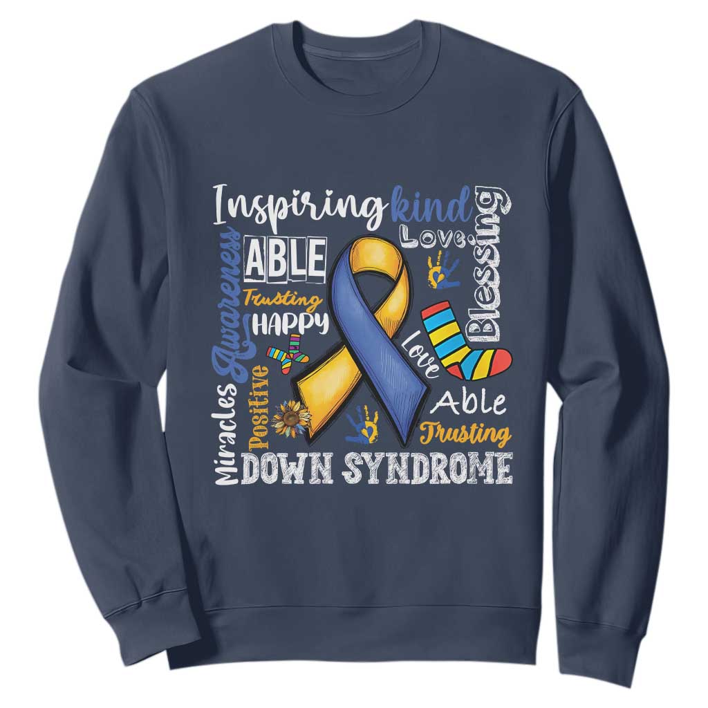 Down Syndrome Awareness Sweatshirt Rock Your Socks Different Not Less TS10 Navy Print Your Wear