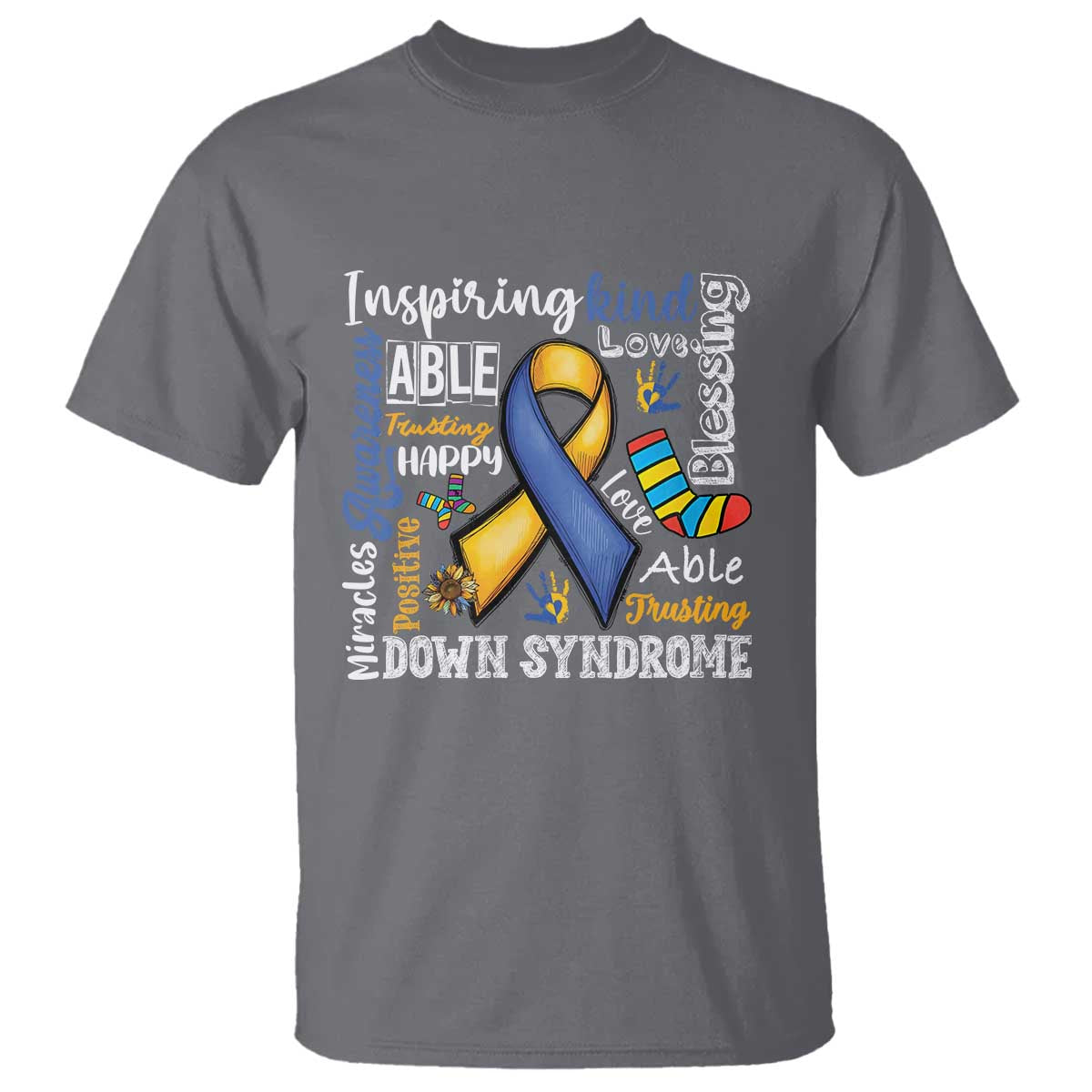 Down Syndrome Awareness T Shirt Rock Your Socks Different Not Less TS10 Charcoal Print Your Wear