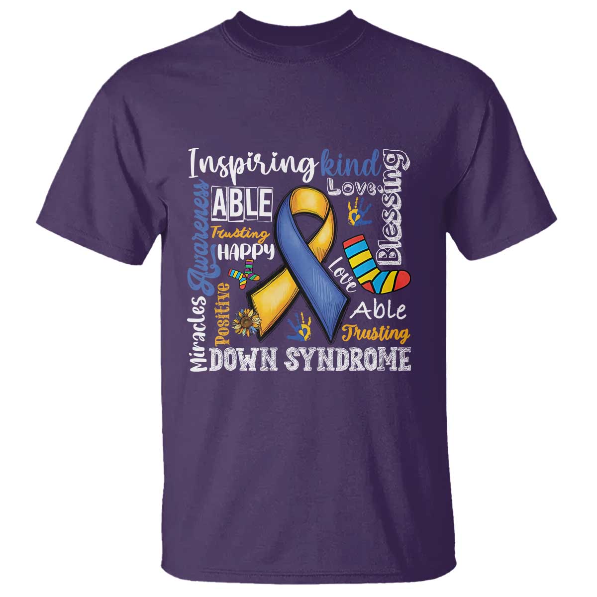 Down Syndrome Awareness T Shirt Rock Your Socks Different Not Less TS10 Purple Print Your Wear