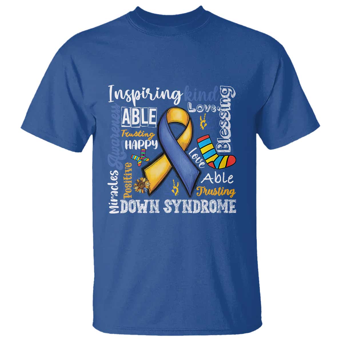 Down Syndrome Awareness T Shirt Rock Your Socks Different Not Less TS10 Royal Blue Print Your Wear