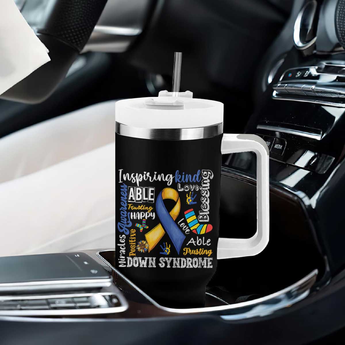 Down Syndrome Awareness Tumbler With Handle Rock Your Socks Different Not Less TS10 Print Your Wear