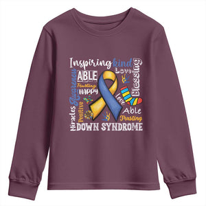 Down Syndrome Awareness Youth Sweatshirt Rock Your Socks Different Not Less TS10 Maroon Print Your Wear