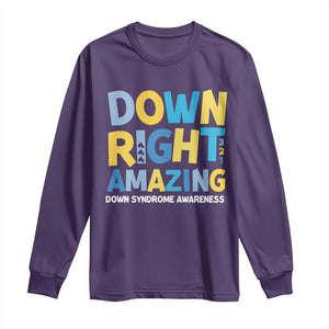 World Down Syndrome Day Long Sleeve Shirt 321 Awareness Support Down Right Amazing Three Arrows TS10 Purple Print Your Wear