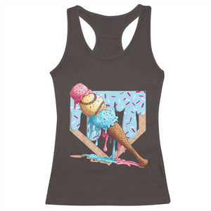 Baseball Ice Cream Dripping Racerback Tank Top Baseball Bat Home Plate Drip TS10 Dark Chocolate Print Your Wear
