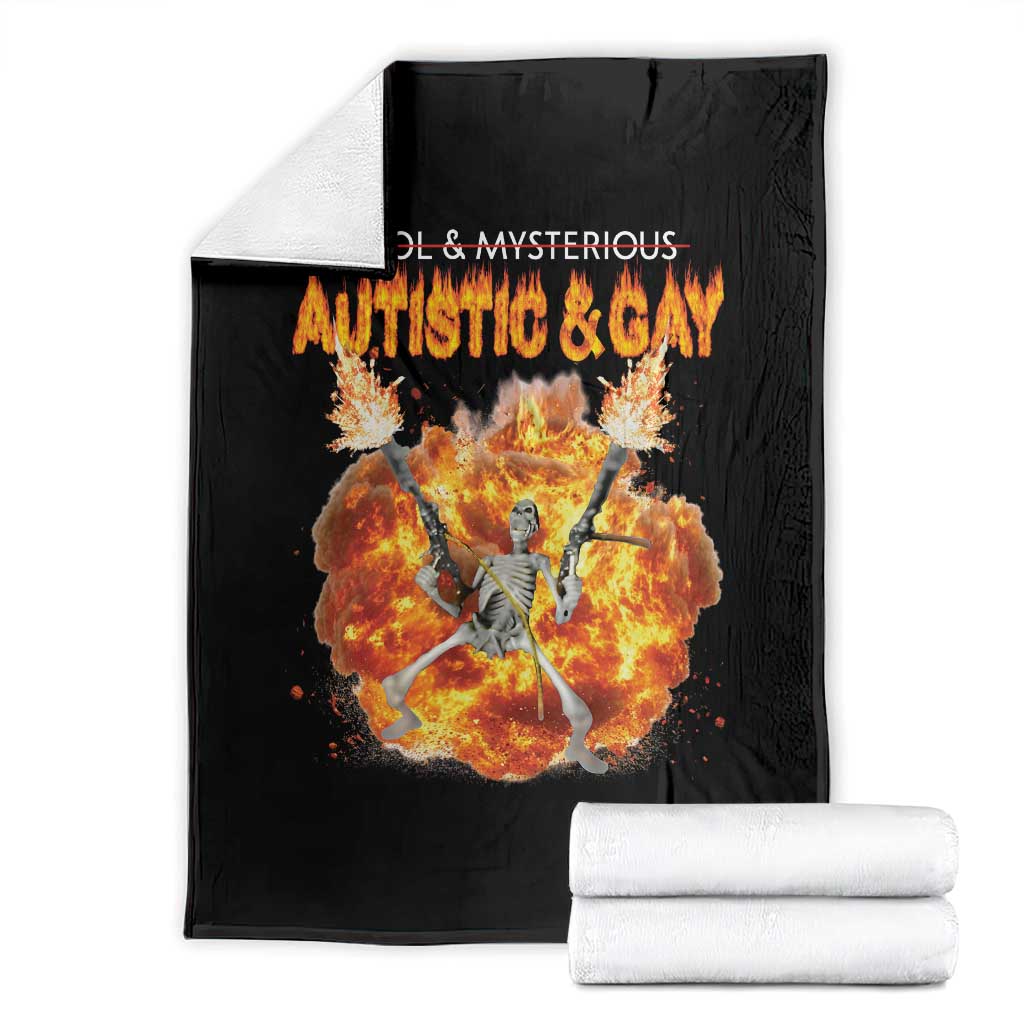 Autistic And Gay Skeleton Explosion Throw Blanket TS10 Black Print Your Wear