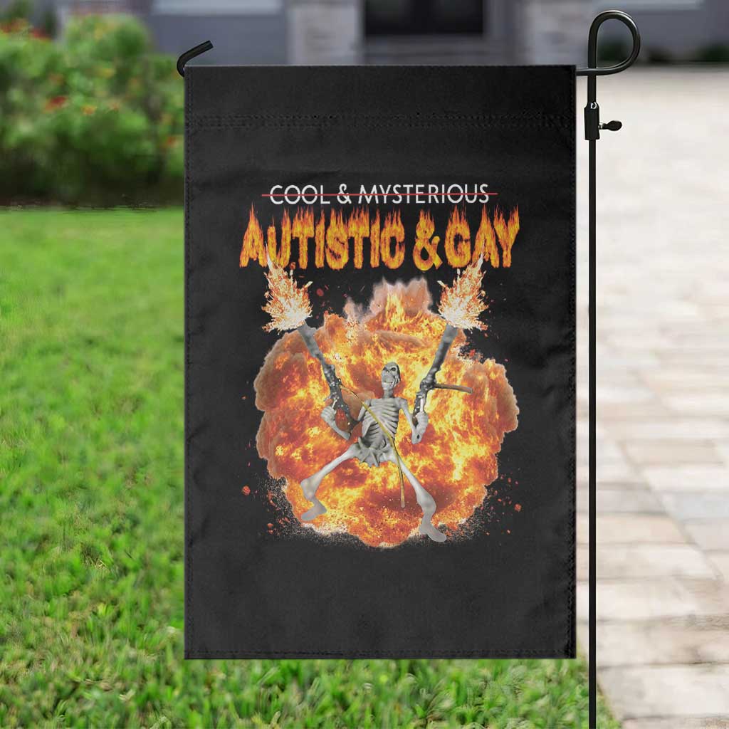Autistic And Gay Skeleton Explosion Garden Flag TS10 Print Your Wear