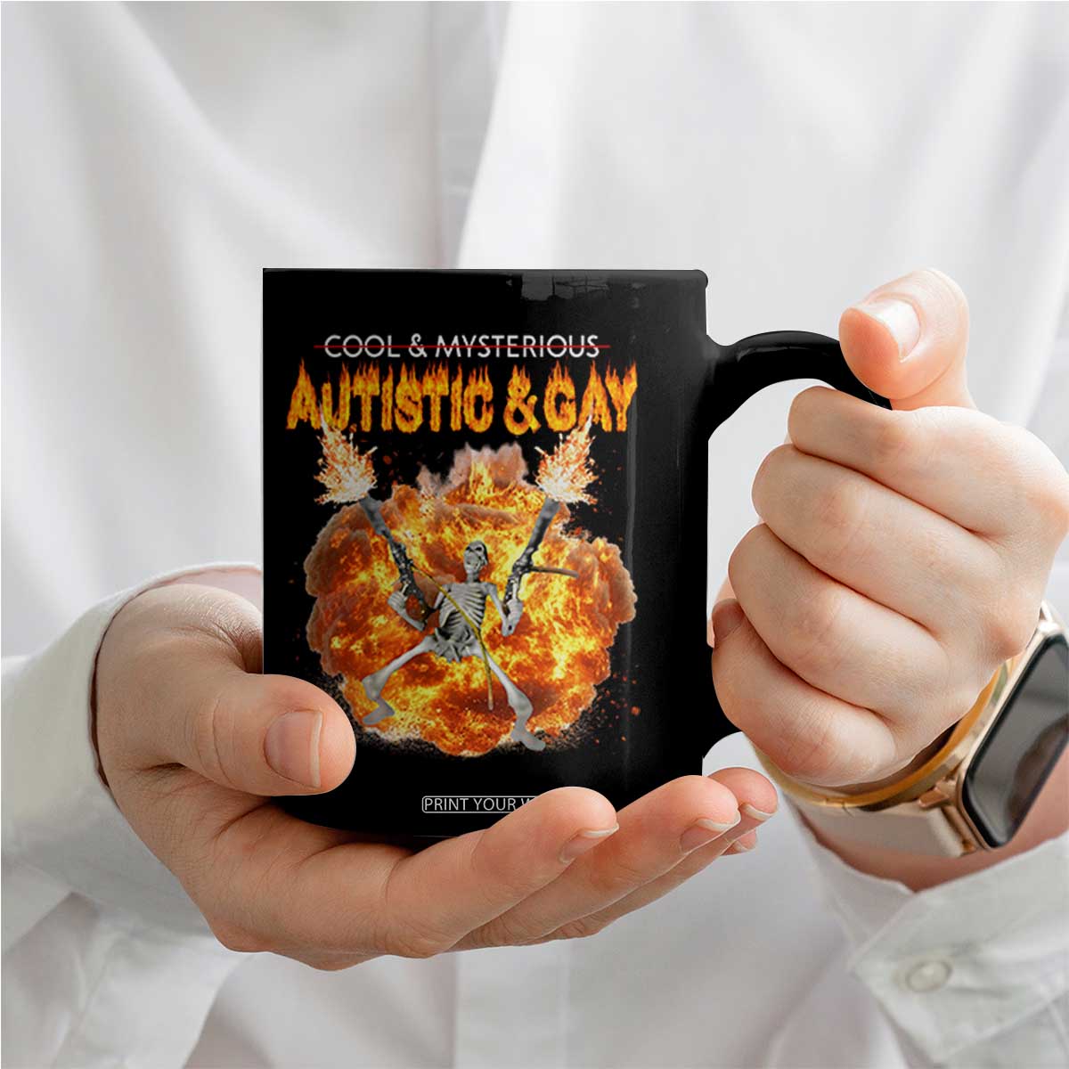 Autistic And Gay Skeleton Explosion Coffee Mug TS10 Print Your Wear