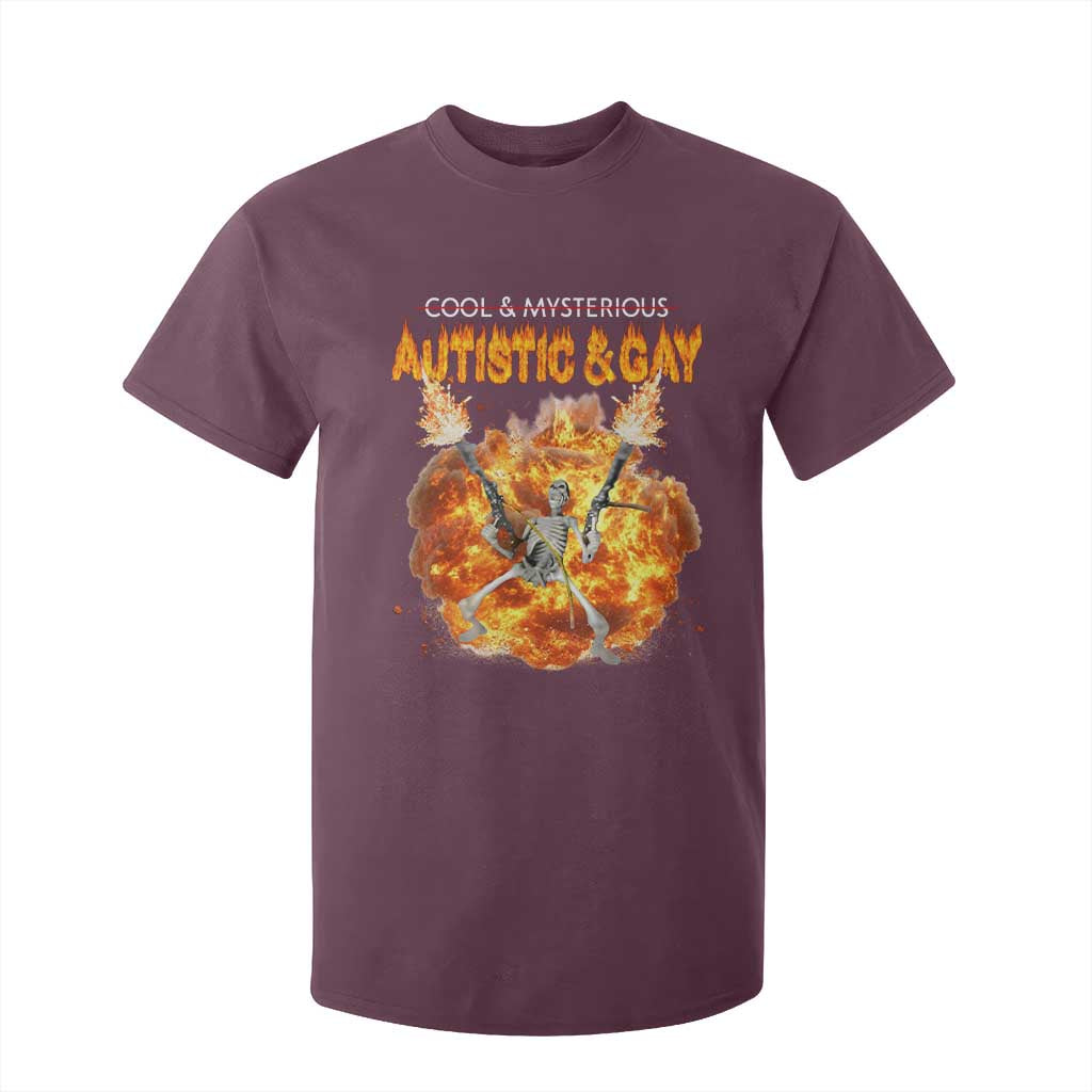 Autistic And Gay Skeleton Explosion T Shirt For Kid TS10 Maroon Print Your Wear
