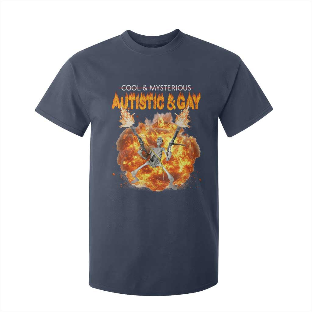 Autistic And Gay Skeleton Explosion T Shirt For Kid TS10 Navy Print Your Wear