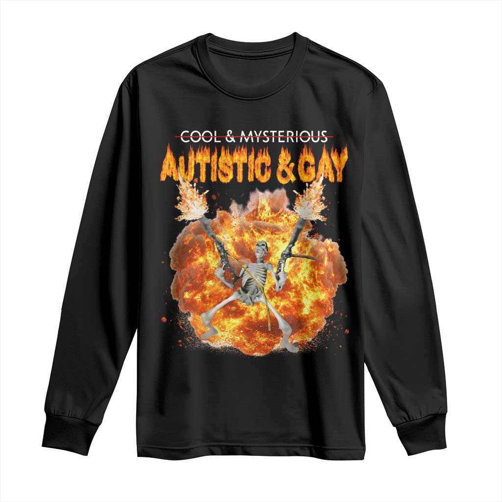 Autistic And Gay Skeleton Explosion Long Sleeve Shirt TS10 Black Print Your Wear