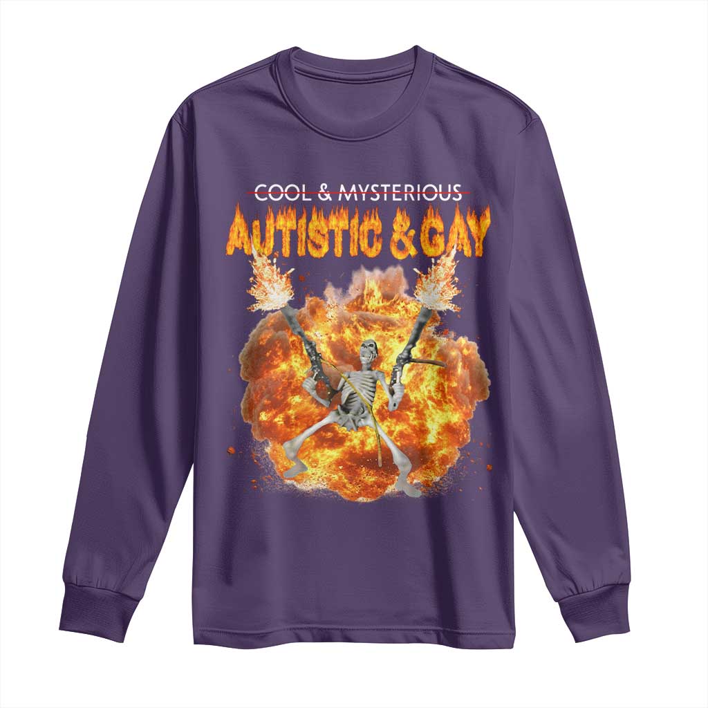 Autistic And Gay Skeleton Explosion Long Sleeve Shirt TS10 Purple Print Your Wear