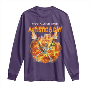 Autistic And Gay Skeleton Explosion Long Sleeve Shirt TS10 Purple Print Your Wear