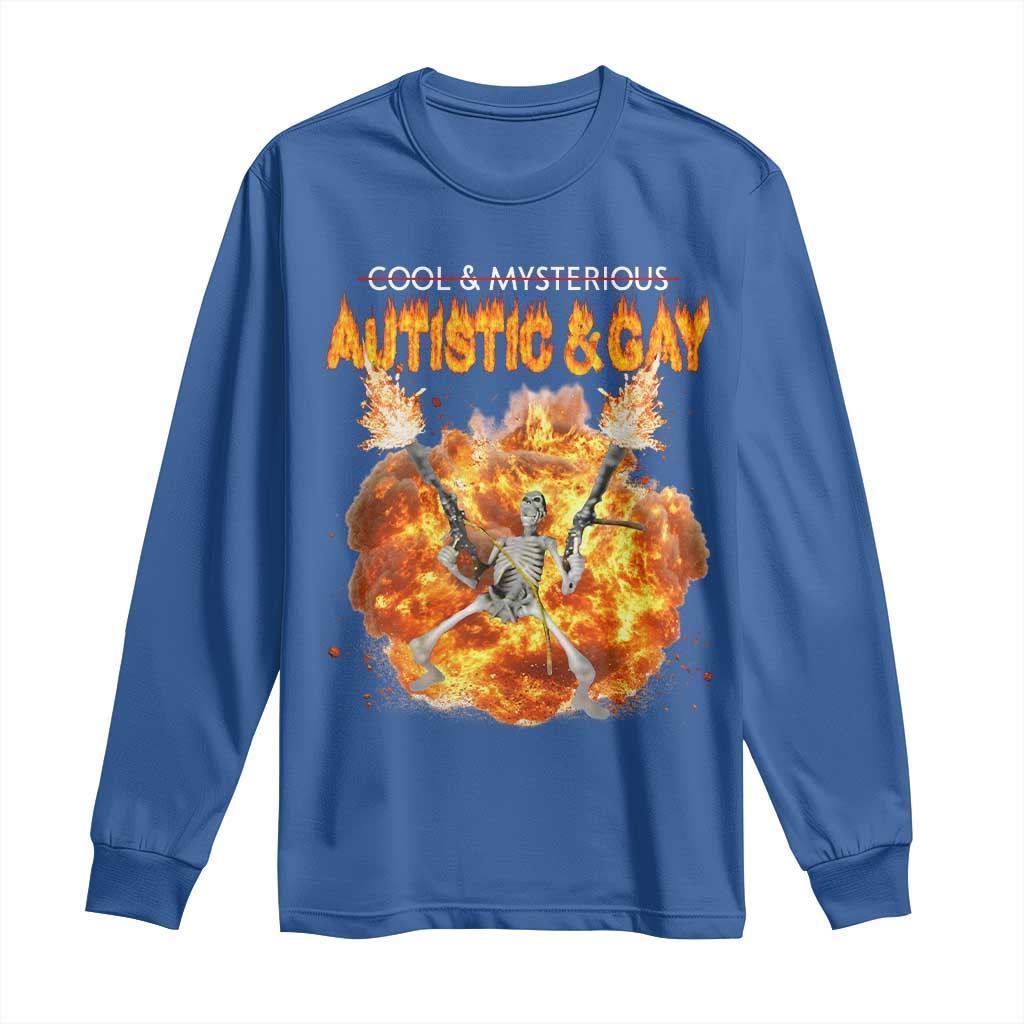 Autistic And Gay Skeleton Explosion Long Sleeve Shirt TS10 Royal Blue Print Your Wear