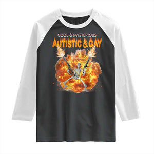 Autistic And Gay Skeleton Explosion Raglan Shirt TS10 Black White Print Your Wear