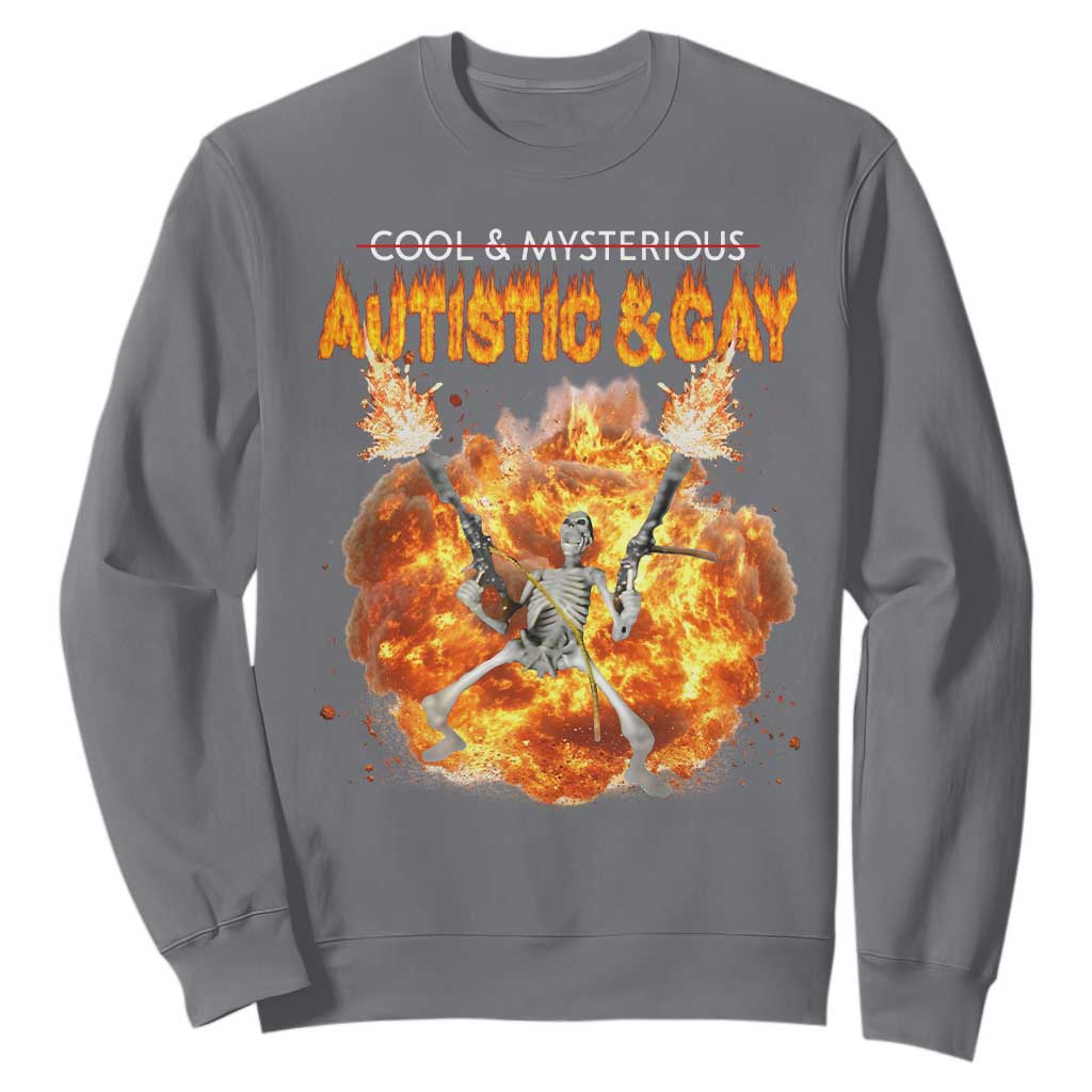 Autistic And Gay Skeleton Explosion Sweatshirt TS10 Charcoal Print Your Wear