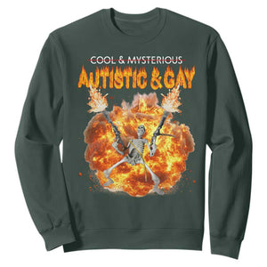 Autistic And Gay Skeleton Explosion Sweatshirt TS10 Dark Forest Green Print Your Wear