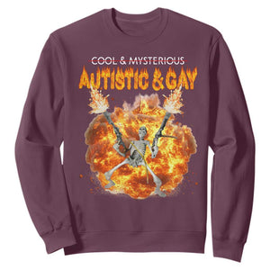 Autistic And Gay Skeleton Explosion Sweatshirt TS10 Maroon Print Your Wear