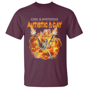 Autistic And Gay Skeleton Explosion T Shirt TS10 Maroon Print Your Wear