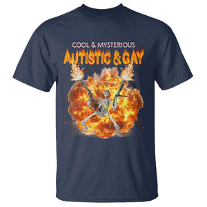 Autistic And Gay Skeleton Explosion T Shirt TS10 Navy Print Your Wear