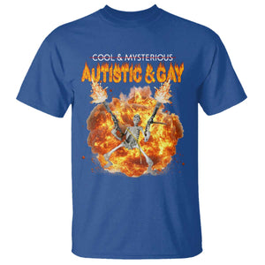Autistic And Gay Skeleton Explosion T Shirt TS10 Royal Blue Print Your Wear