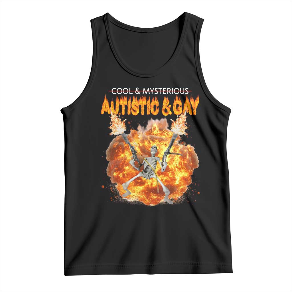 Autistic And Gay Skeleton Explosion Tank Top TS10 Black Print Your Wear