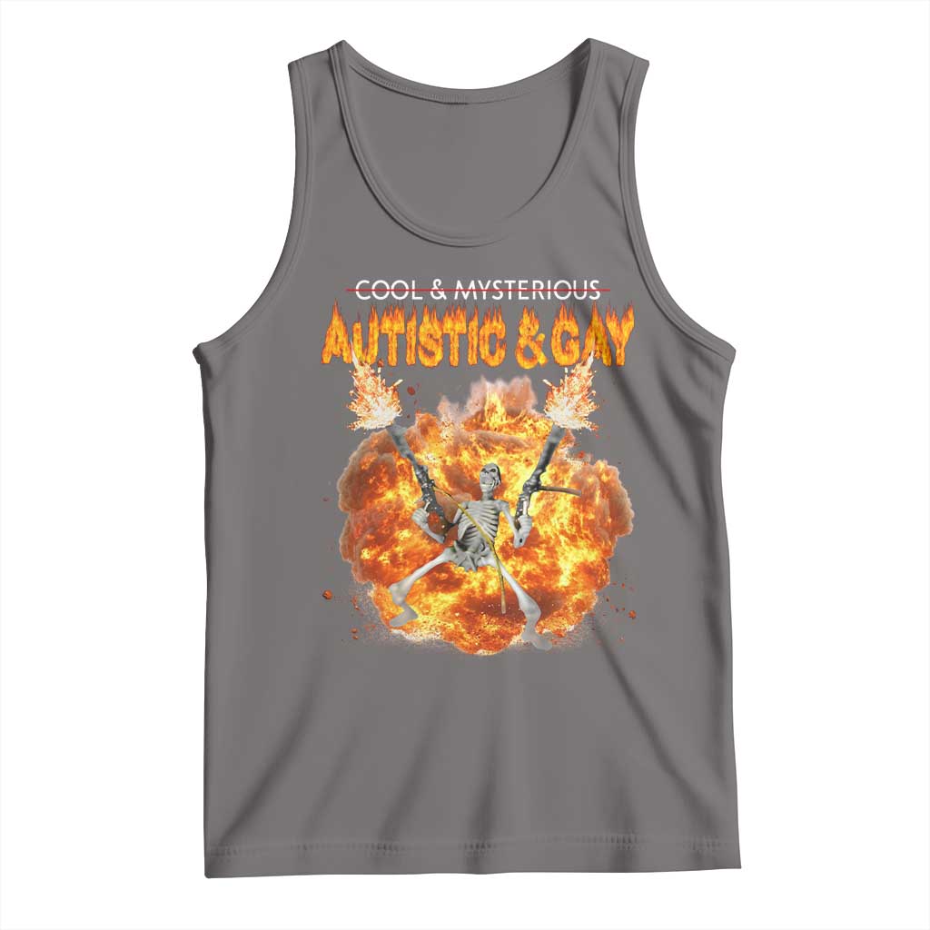 Autistic And Gay Skeleton Explosion Tank Top TS10 Deep Heather Print Your Wear
