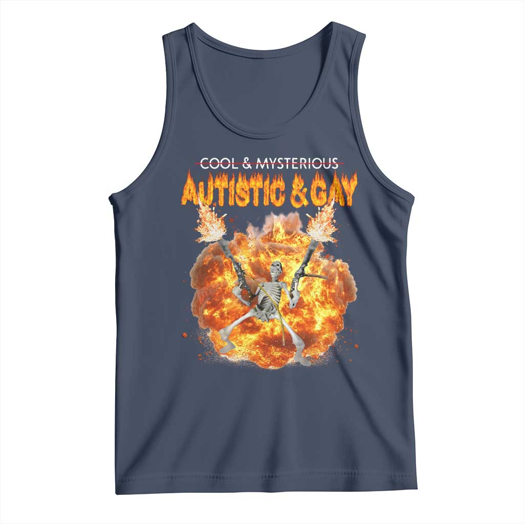 Autistic And Gay Skeleton Explosion Tank Top TS10 Navy Print Your Wear