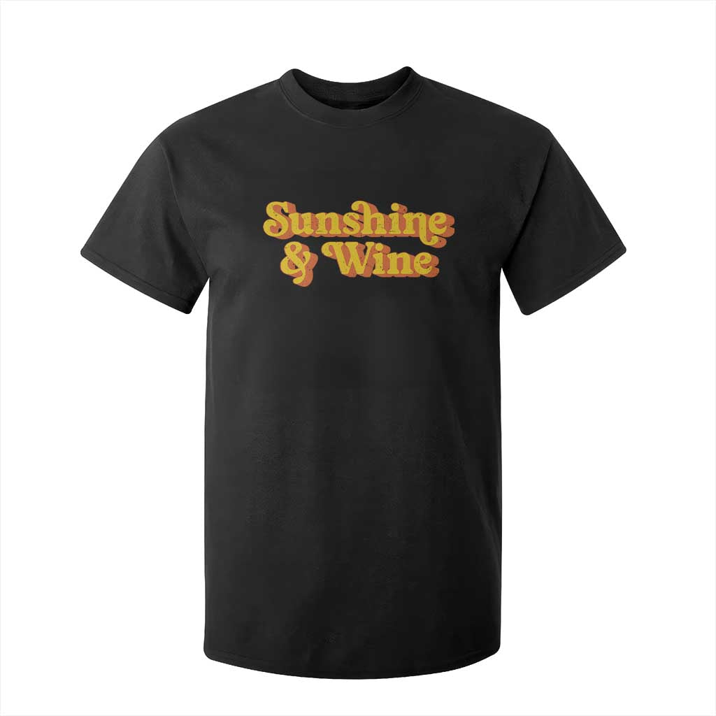 Funny Drinking T Shirt For Kid Sunshine & Wine Retro Drinking Summer Vintage 70's TS10 Black Print Your Wear