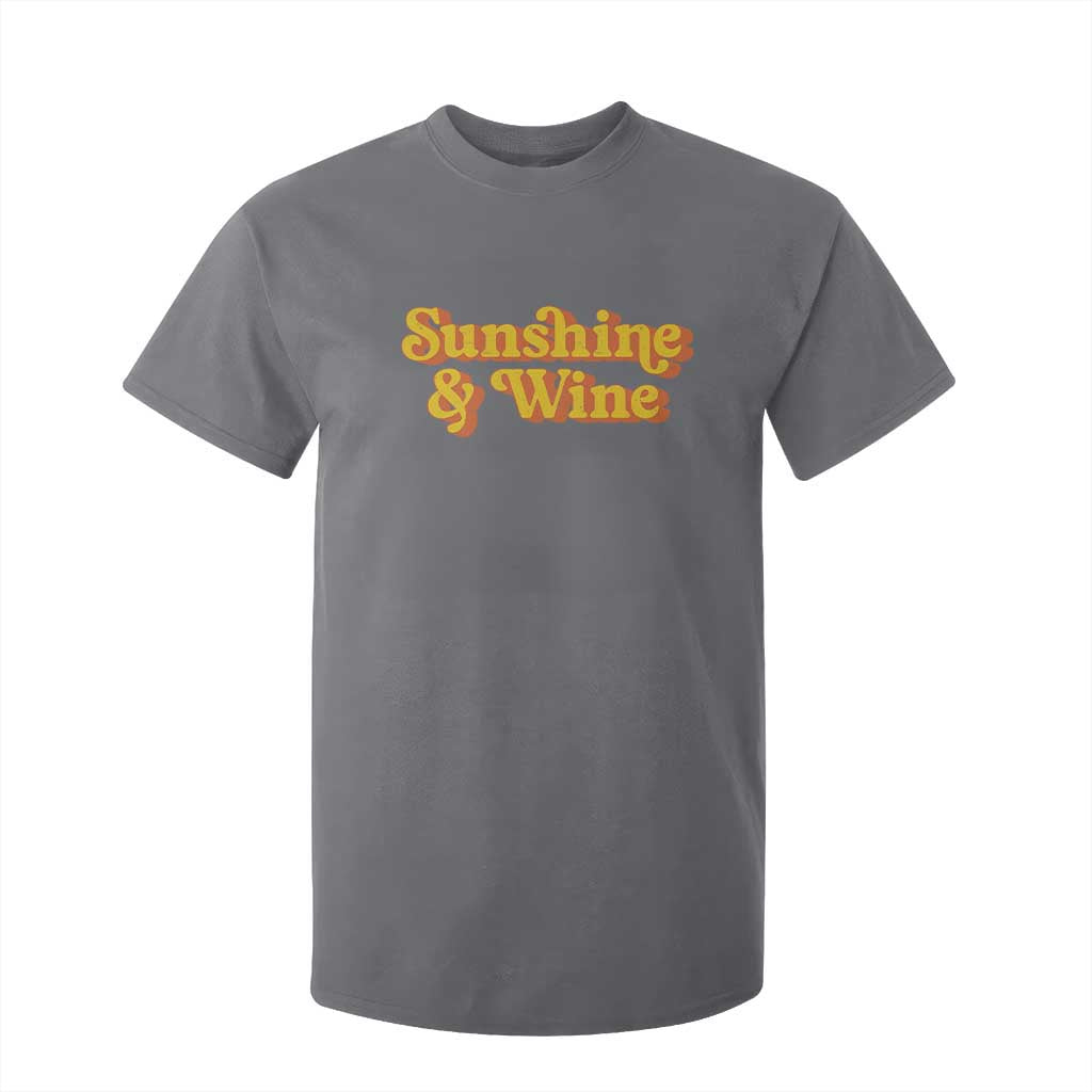 Funny Drinking T Shirt For Kid Sunshine & Wine Retro Drinking Summer Vintage 70's TS10 Charcoal Print Your Wear