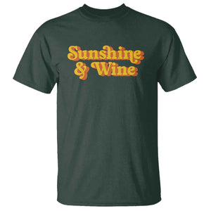 Funny Drinking T Shirt Sunshine & Wine Retro Drinking Summer Vintage 70's TS10 Dark Forest Green Print Your Wear
