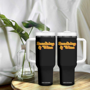 Funny Drinking Tumbler With Handle Sunshine & Wine Retro Drinking Summer Vintage 70's TS10 Print Your Wear