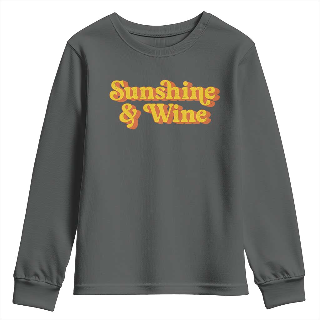 Funny Drinking Youth Sweatshirt Sunshine & Wine Retro Drinking Summer Vintage 70's TS10 Dark Heather Print Your Wear